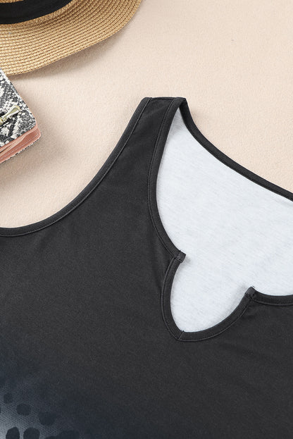 Black Ombre Leopard Print T-shirt