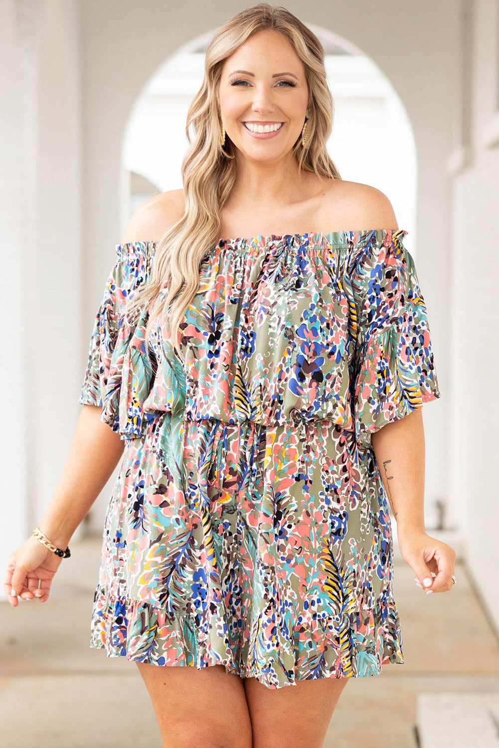Green Wrap V Neck Floral Maxi Dress
