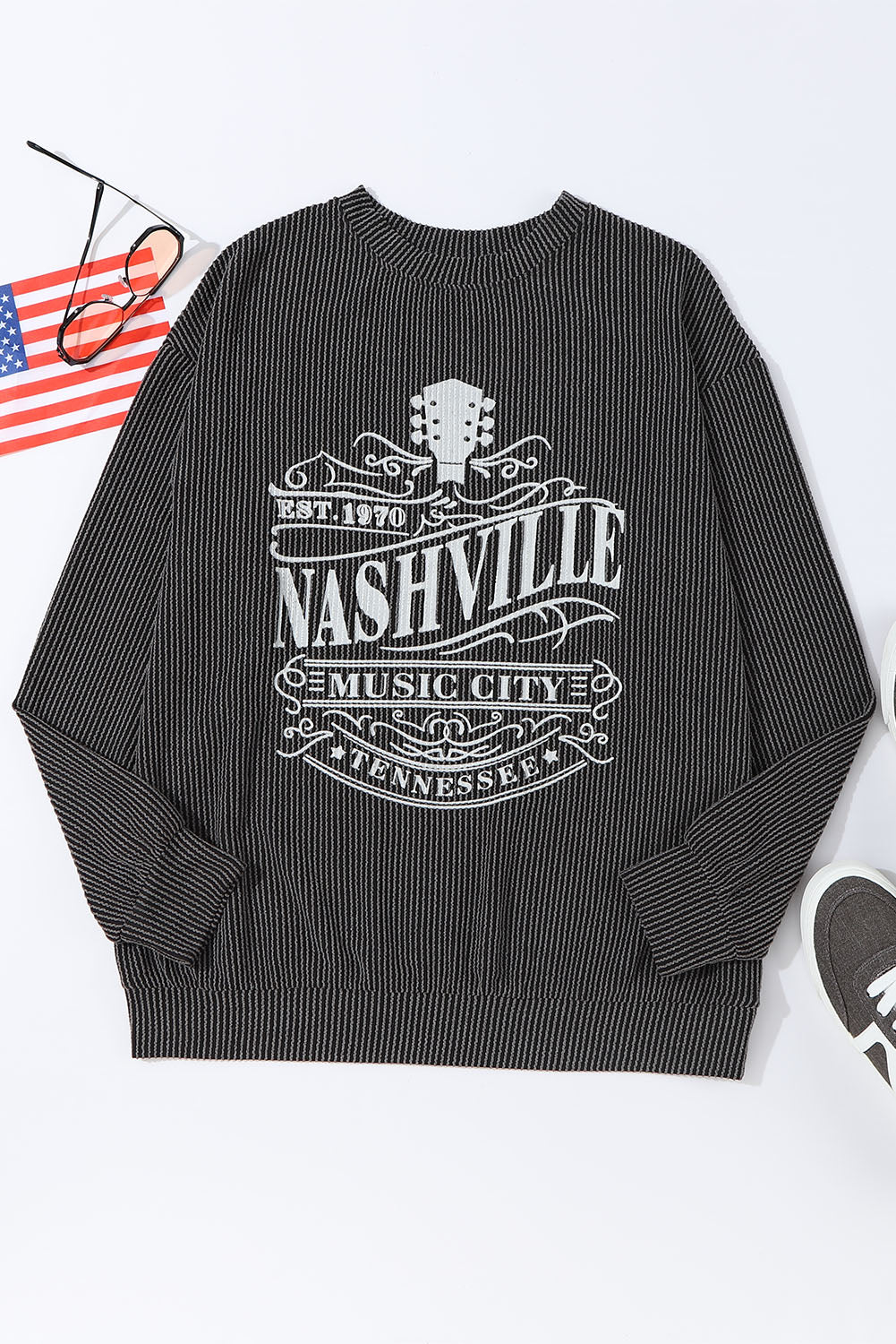 Apricot NASHVILLE MUSIC CITY Corded Graphic Sweatshirt