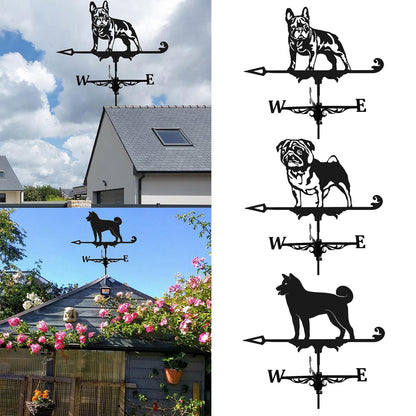 Wrought Iron Windmill Stainless Steel Spray Paint Dog Weather Vane Garden Decoration