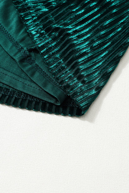 Chestnut Half Zip V Neck Ribbed Velvet Top