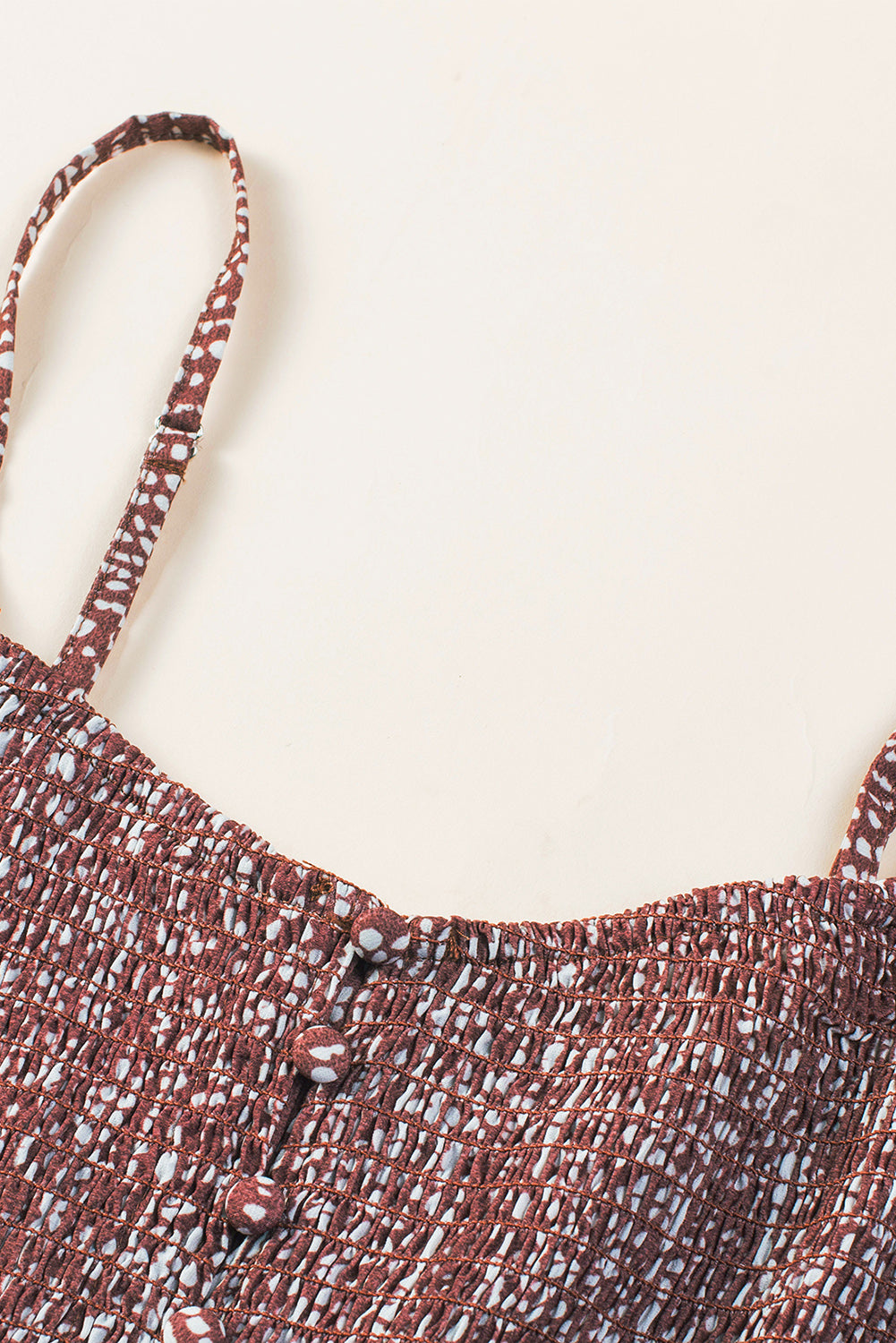 Brown Dotty Printed Puffy Trouser Legs Sleeveless Jumpsuit