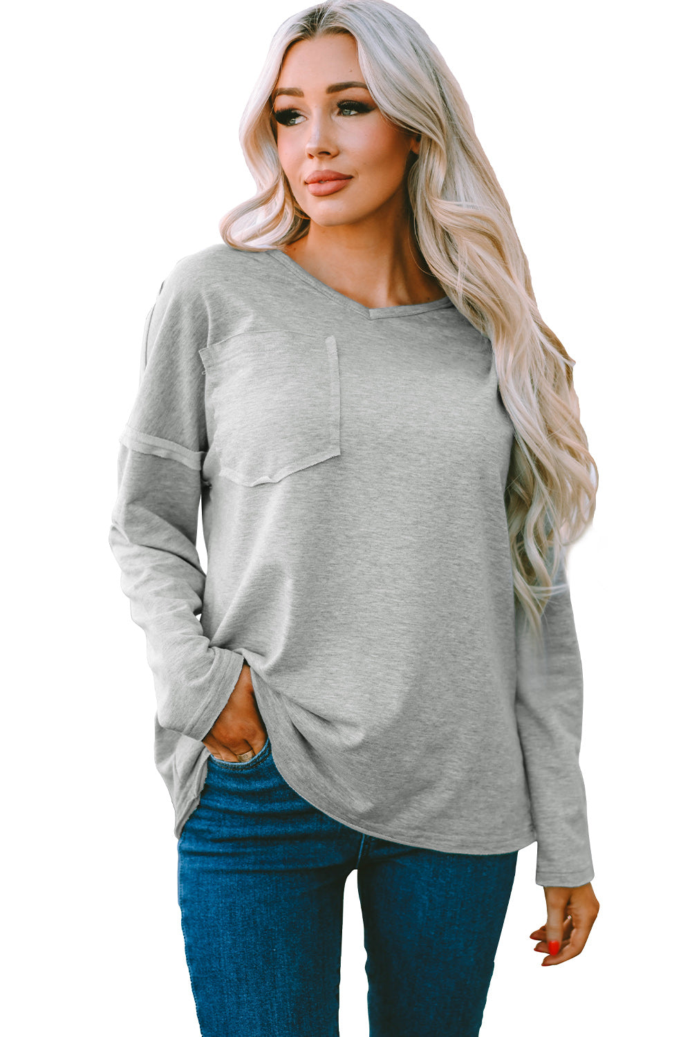 Black Pocketed Oversized Drop Sleeve Top