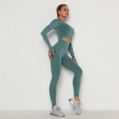 Pleated seamless yoga clothing suit