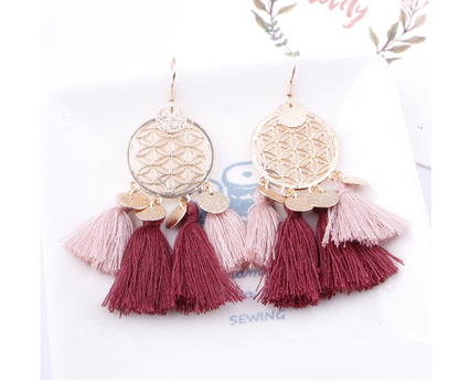 European and American explosions bohemian fringed hollow tassel earrings earrings jewelry