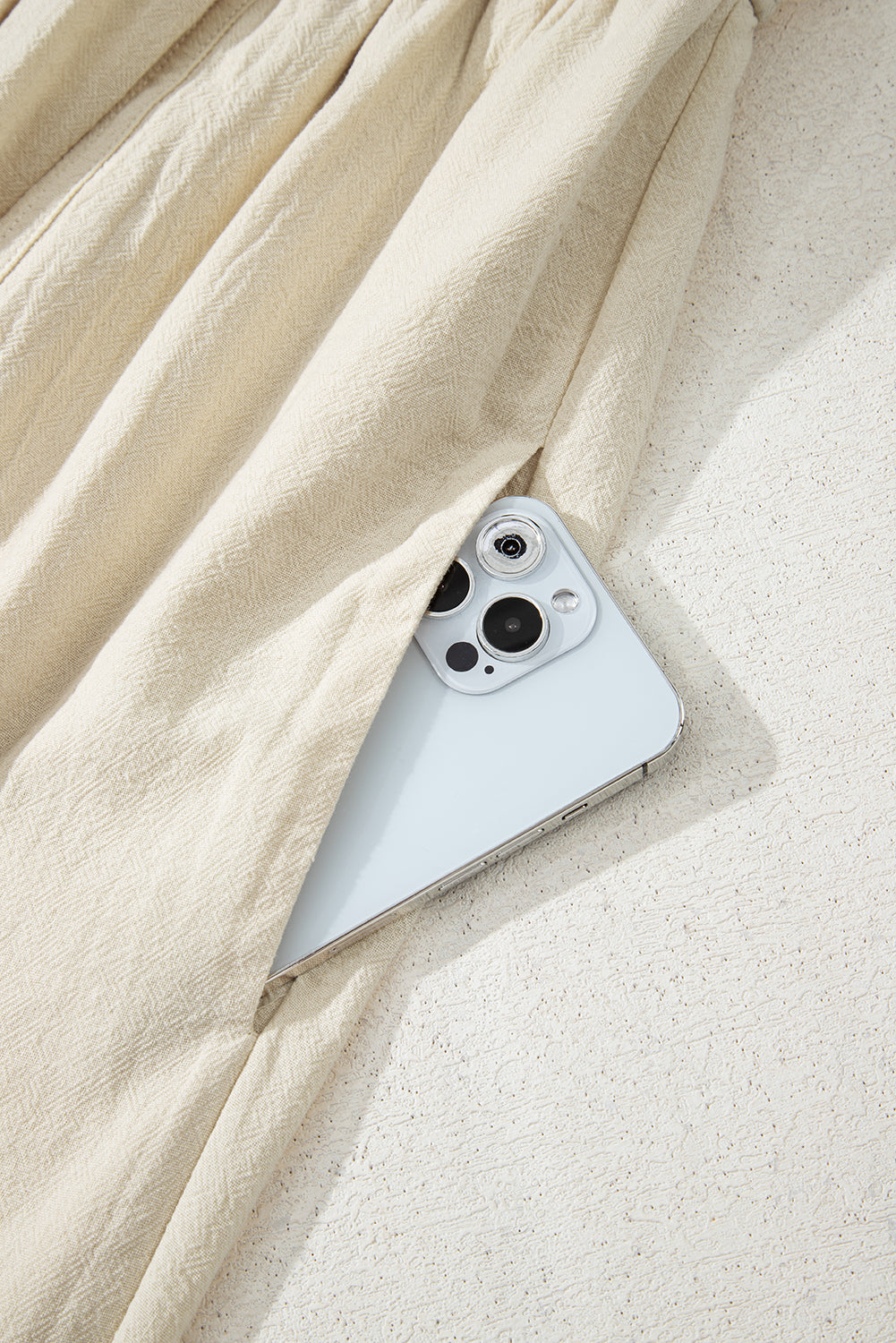 Beige Ruched High Waist Sleeveless Wide Leg Jumpsuit