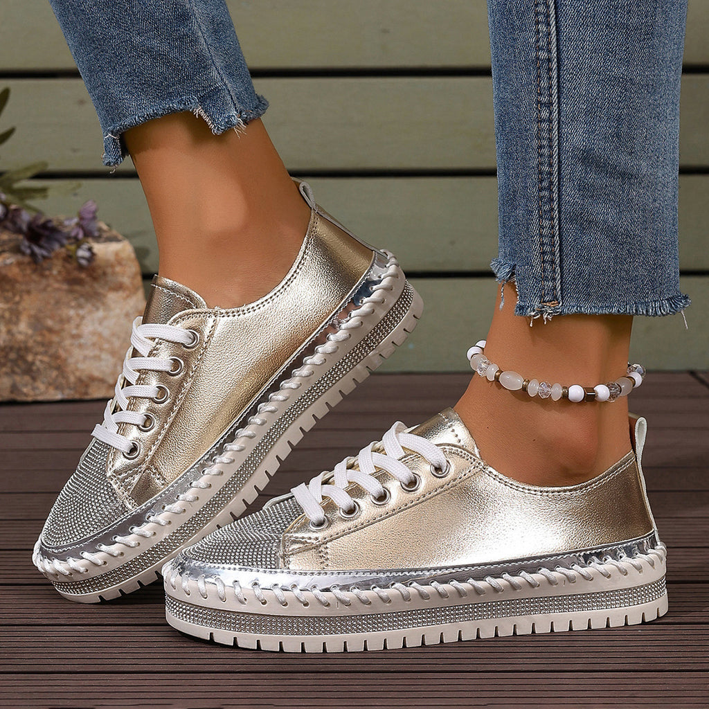 Womens Plus-size White Sneakers With A Chunky Sole