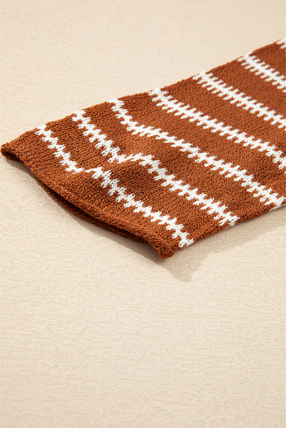 Brown Stripe Drop Shoulder Casual Sweater