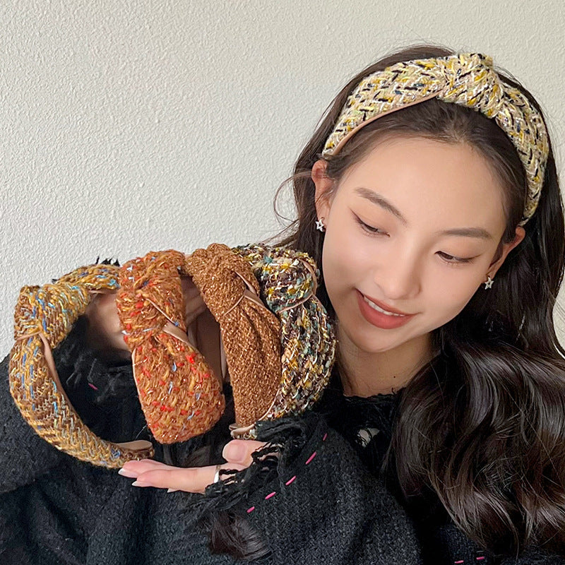 Classic Style Dark Coffee Wool Knot In The Middle Headband