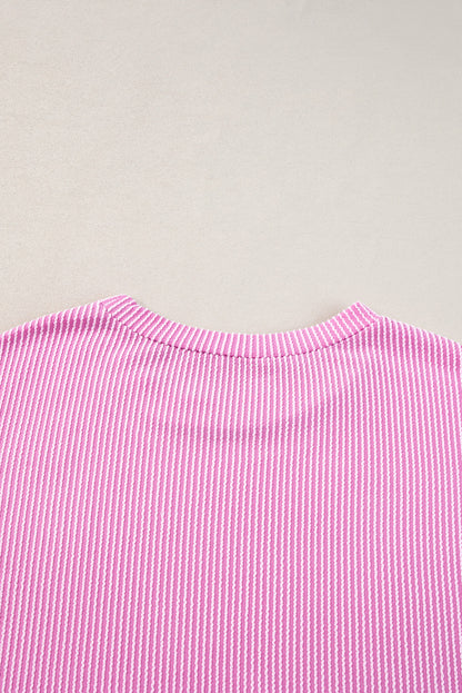 Phalaenopsis Ribbed Knit T Shirt and Shorts Plus Size Lounge Set