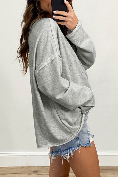 Black Pocketed Oversized Drop Sleeve Top
