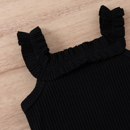 Children's Clothing Strap Leopard Print Floral Bell-bottom Pants Fashion Suit