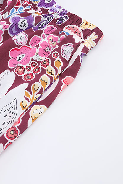 Floral Print Short Sleeve A-line Dress