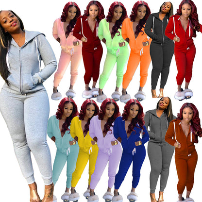 Women's Clothing Solid Color Hoodie Suit Sports