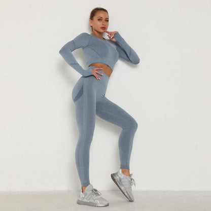 Pleated seamless yoga clothing suit