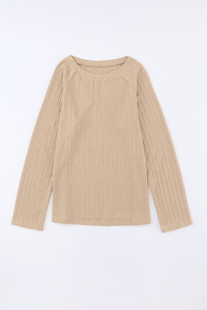 Dusty Pink Textured Knit Long Sleeve Top