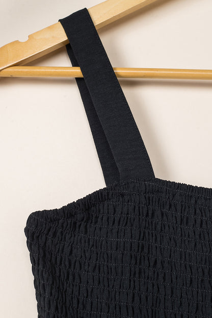 Pink Abstract Floral Painting Smocked Wide Leg Jumpsuit