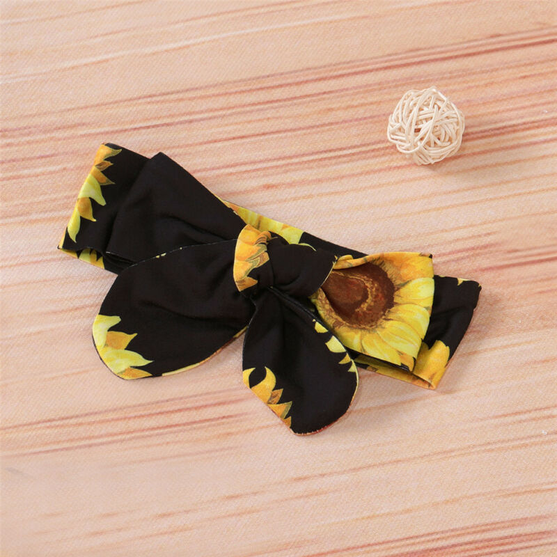 Baby Sunflower Print Romper Shorts Set