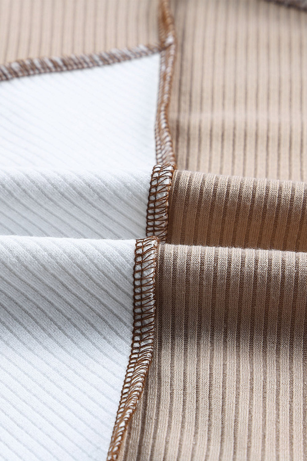 White Colorblock Seamed Ribbed Slim Fit T-shirt