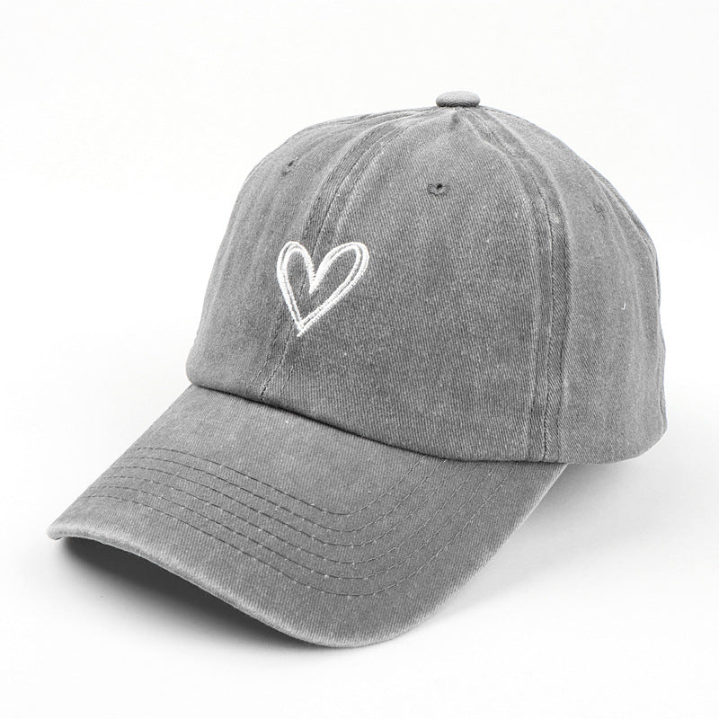 Female Love Embroidered Couple Duck Tongue Hat