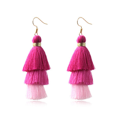 Wool stitching tassel earrings