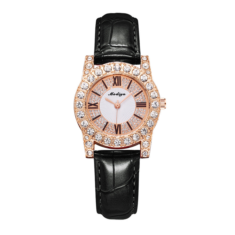 Women's Diamond-embedded Creative Watch With Roman Scale