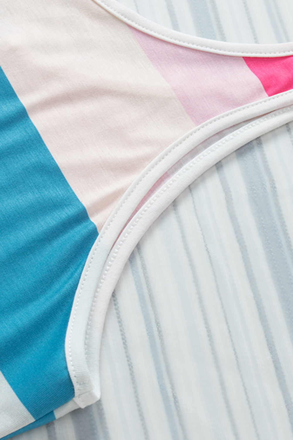 Striped Print Lace-up High Waist Sleeveless Romper