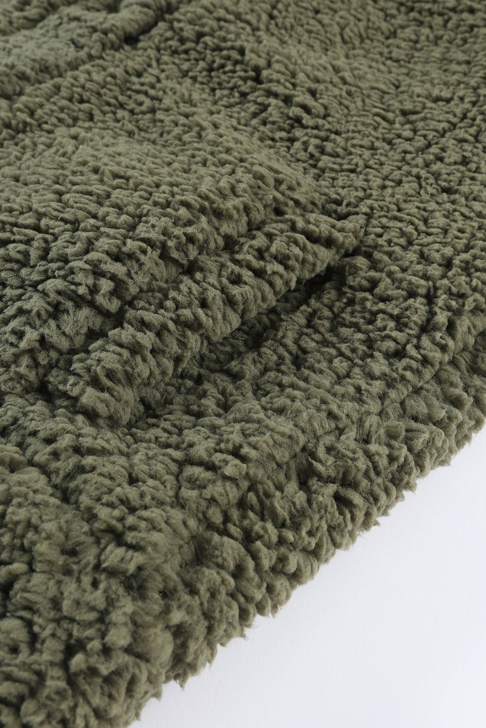 Khaki Plus Size Pocketed Sherpa Vest