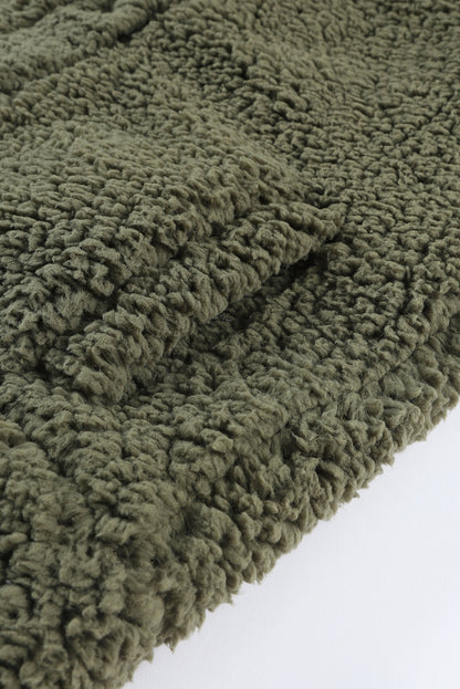 Khaki Plus Size Pocketed Sherpa Vest