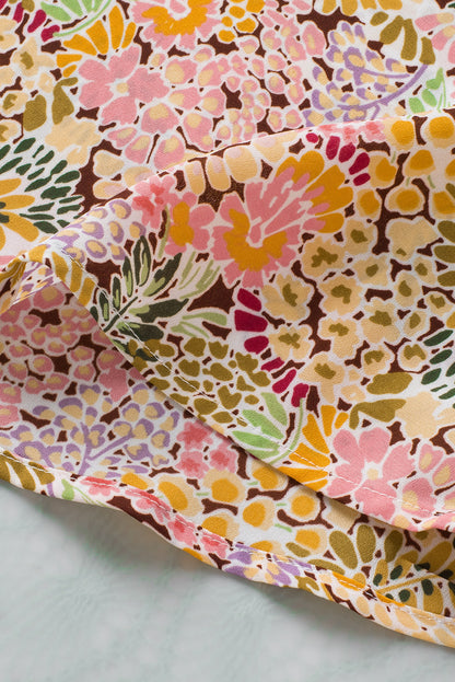 Red Cakewalk Floral Smocked Blouse