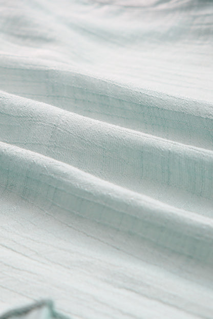 Gray Ruffled Trim Half Sleeve Open Front Kimono