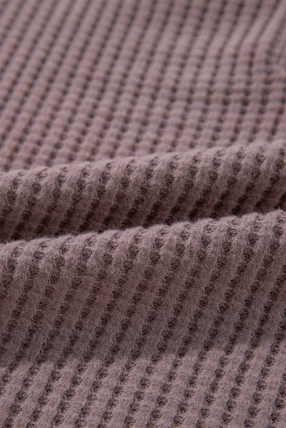 Chestnut Textured Knit Henley Long Sleeve Top