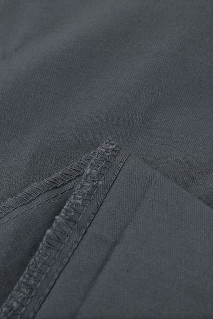 Green Plain High Waist Buttons Frayed Cropped Denim Jeans