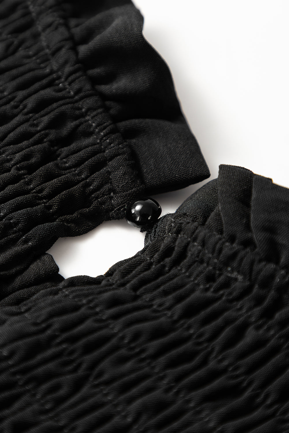 Black Ruffle Short Sleeve Shirred Peplum Top