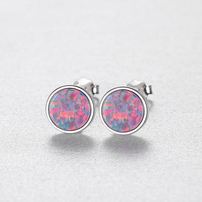 Women's Sterling Silver Stud Earrings Korean All-match Color Treasure Earrings