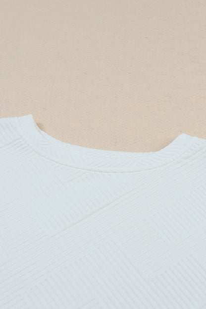 Multicolour Contrast Sleeve Color Block Pullover Shorts Textured Outfit