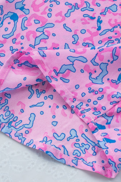 Purple Leopard Print Long Sleeve Shirt Dress