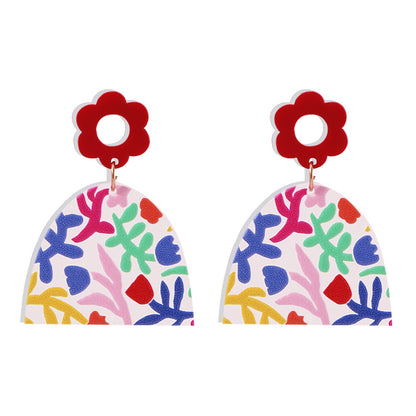 Plate Exaggerated Geometric Design Earrings Creative Portrait Rose Earrings