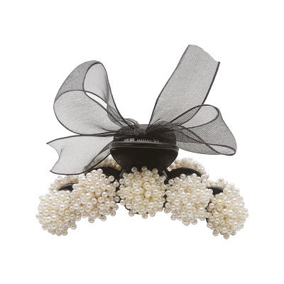 Korean Pearl Bow Hair Accessories Autumn Hair Grabbing Clip Hair Claw