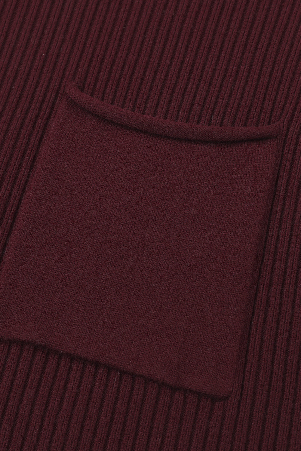 Apricot Ribbed V Neck Patched Chest Pocket Knit T-shirt