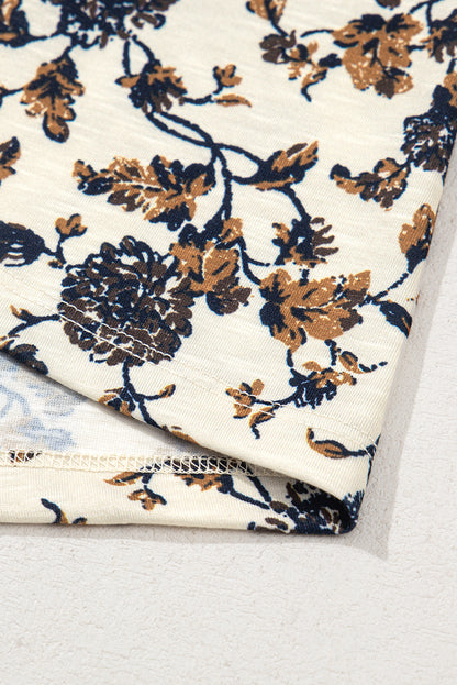 White Floral Frilly Blouse with Lace Up