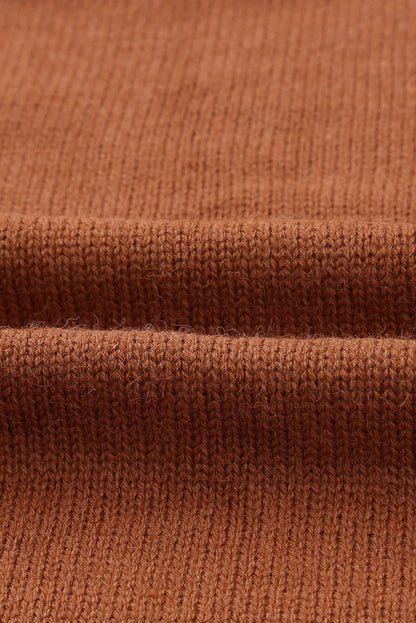 Chestnut Weave Knit Side Pockets Plus Size Cardigan