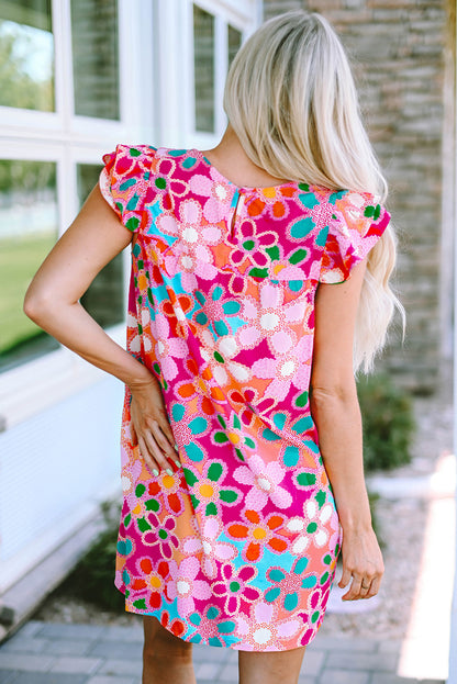 Multicolor Floral Print Bubble Sleeve Shirt
