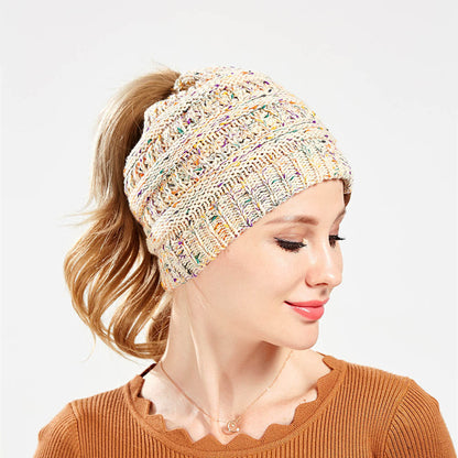 INS Colored Thread Variegated Hat Woolen Knitted Hat