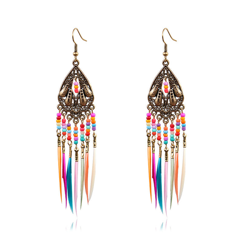 Feather tassel earrings