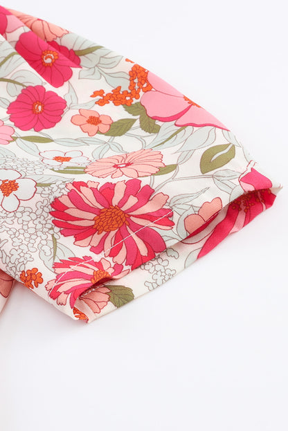 Pink Lace-up Halter Backless High Waist Floral Maxi Dress