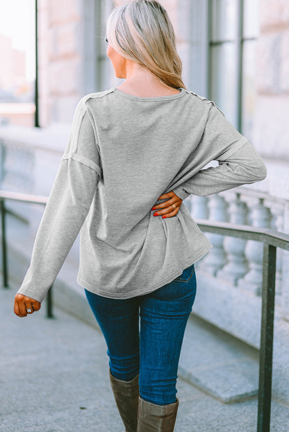 Black Pocketed Oversized Drop Sleeve Top