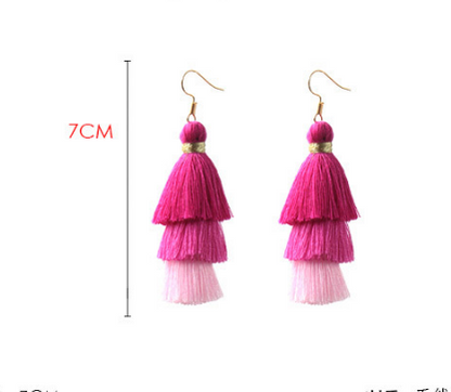 Wool stitching tassel earrings