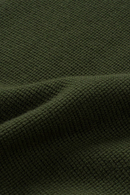 Rose Striped Sleeve Plain Knit Sweater