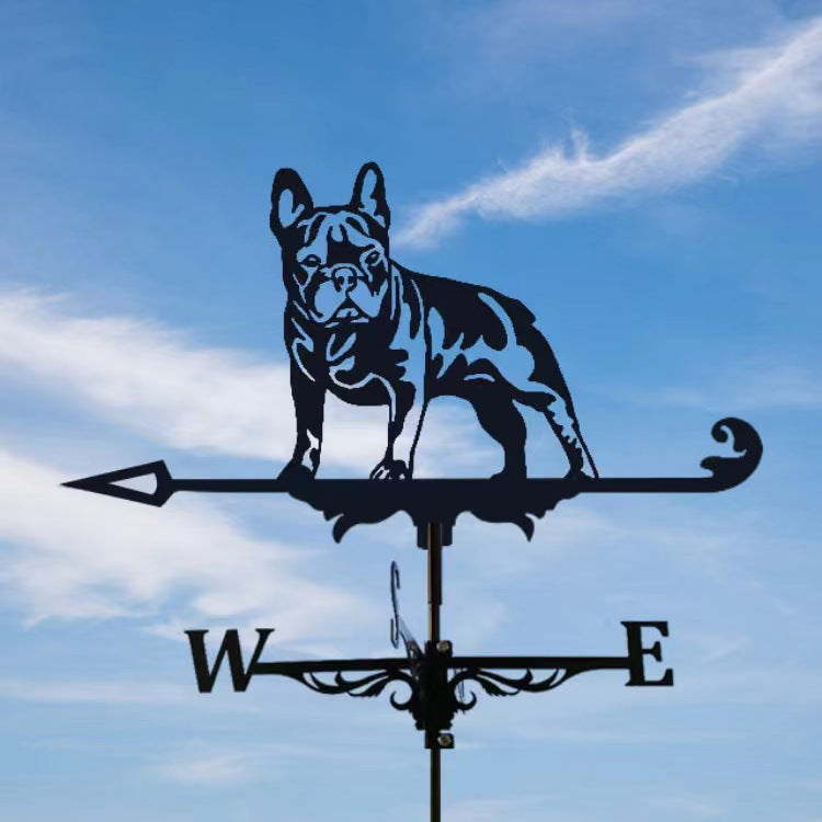 Wrought Iron Windmill Stainless Steel Spray Paint Dog Weather Vane Garden Decoration